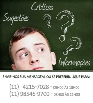 Sugestes, Crticas, informaes, envie-nos sua mensagem, ou se preferir, ligue